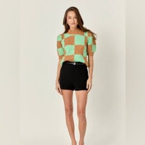 English Factory check pattern sweater in mint